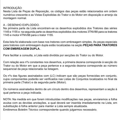 Catálogo de peças Trator agrícola Yanmar Motor: TNE/TNV.