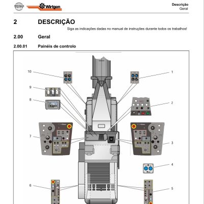 Manual de instruções operação e ajuste fresadora Wirtgen:W200.