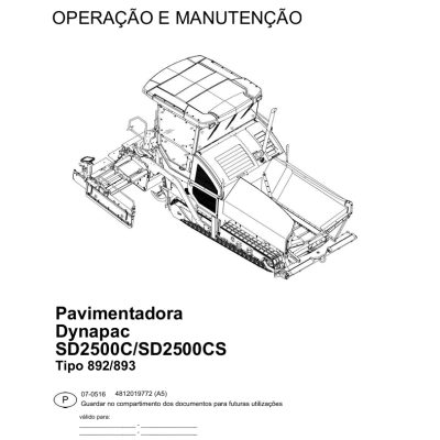 Manual operação e manutenção Pavimentadora dinapac:SD2500C/SD2500CS.